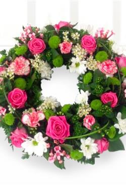 White and pink wreath